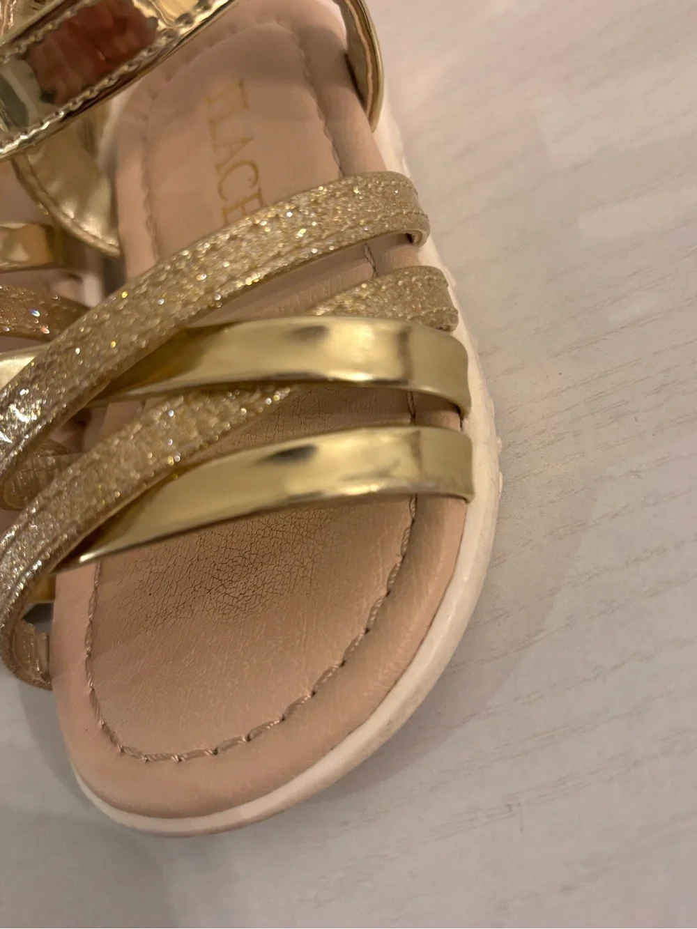 The Children's Place Metallic Gold Glitter Strappy Sandals